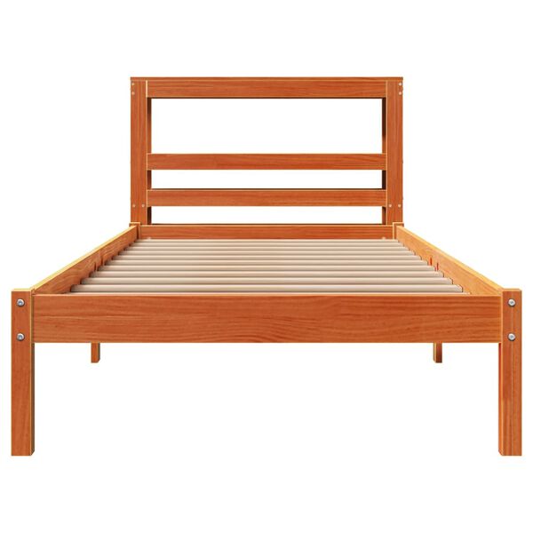 vidaXL Cadre de lit avec t&ecirc;te de lit sans matelas cire marron 90x190cm