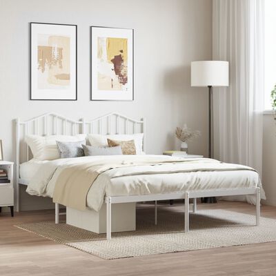 vidaXL Cadre de lit métal sans matelas et tête de lit blanc 135x190 cm