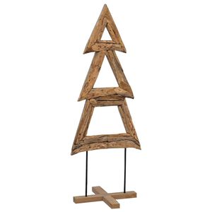 vidaXL Sapin de Noël avec support Marron 90 cm Bois de teck solide