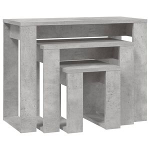 vidaXL Tables gigognes 3 pcs Gris b&eacute;ton Bois d'ing&eacute;nierie