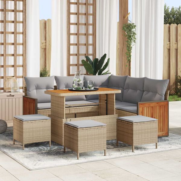 vidaXL Ensemble de canap&eacute; de jardin 9 pcs beige et gris clair
