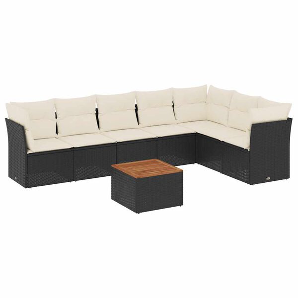 vidaXL Salon de jardin 8 pcs avec coussins noir r&eacute;sine tress&eacute;e