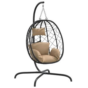 vidaXL Fauteuil suspendu avec coussin en polyrotin et acier taupe