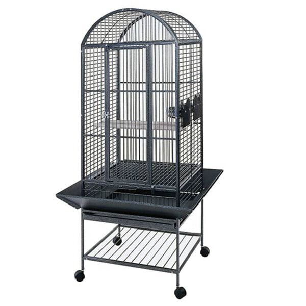 Strong Cage pour perroquet Villa Minerva Gris m&eacute;tallis&eacute; 46x46x144 cm