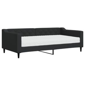 vidaXL Lit de jour avec matelas noir 90x190 cm tissu