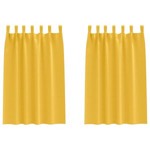vidaXL Rideaux occultants avec anneaux 2 pc Jaune moutarde Polyester