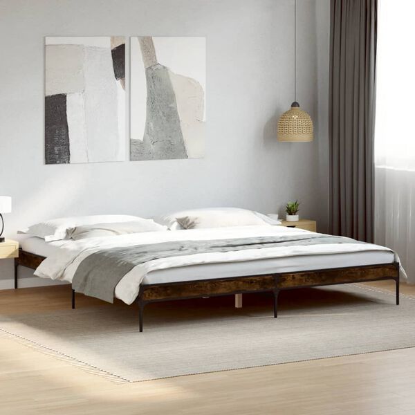 vidaXL Cadre de lit sans matelas ch&ecirc;ne fum&eacute; 200x200 cm
