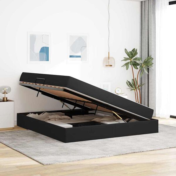 vidaXL Lit avec rangement et matelas Noir 180 x 200 cm Velours