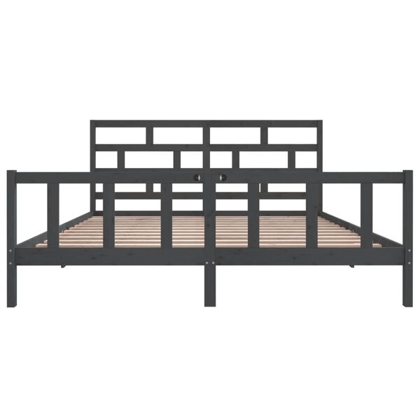 vidaXL Cadre de lit sans matelas gris bois massif 200x200 cm