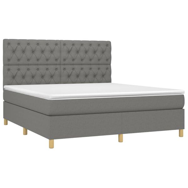 vidaXL Sommier &agrave; lattes de lit avec matelas Gris fonc&eacute; 160x200cm Tissu