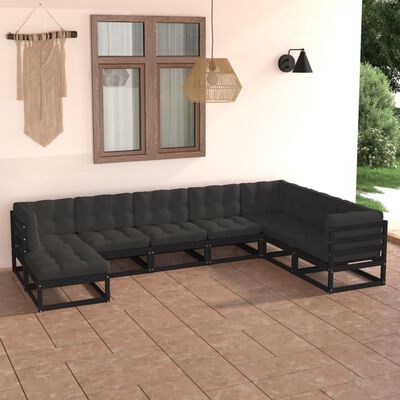 vidaXL Salon de jardin 8 pcs avec coussins Bois de pin massif