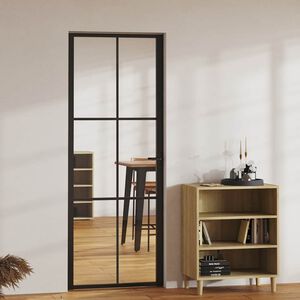 vidaXL Porte int&eacute;rieure Verre ESG et aluminium 76x201,5 cm Noir
