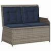 vidaXL Banc de jardin avec coussin Gris et bleu marine polyrotin