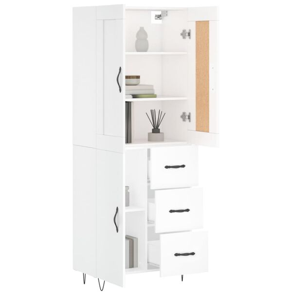 vidaXL Buffet haut Blanc 69,5x34x180 cm Bois d'ing&eacute;nierie