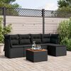 vidaXL Salon de jardin 6 pcs avec coussins noir r&eacute;sine tress&eacute;e