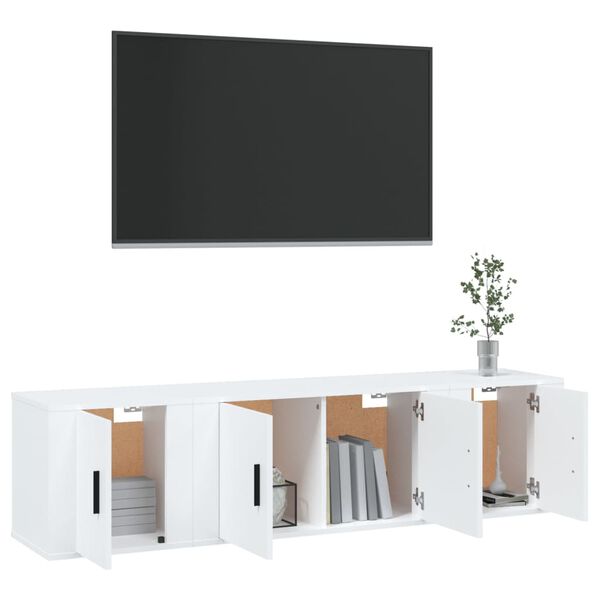 vidaXL Ensemble de meubles TV 3 pcs Blanc Bois d'ing&eacute;nierie