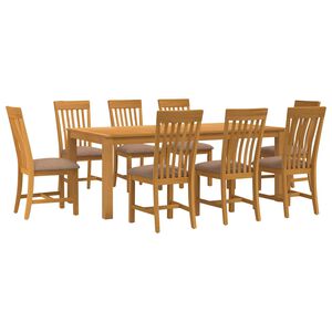 vidaXL Ensemble de salle &agrave; manger 9 pc Gris Bois de ch&ecirc;ne massif