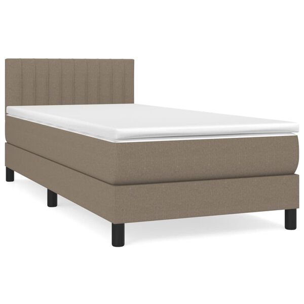 vidaXL Sommier &agrave; lattes de lit avec matelas Taupe 100x200 cm Tissu