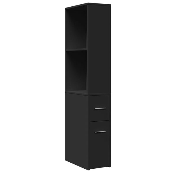 vidaXL Armoire de salle de bain &eacute;troite avec roulettes noir