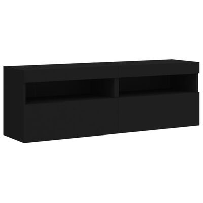 vidaXL Ensemble de meubles TV muraux 8 pcs avec lumières LED noir