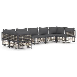 vidaXL Salon de jardin 7 pcs avec coussins anthracite résine tressée