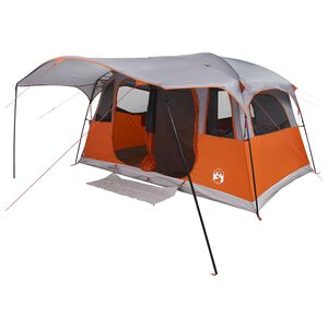 vidaXL Tente tunnel 10 personne Gris et orange Polyester et Acier