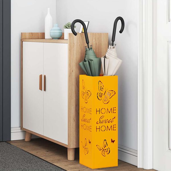 vidaXL Porte-parapluie Moutarde 15,5 x 15,5 x 49 cm Métal