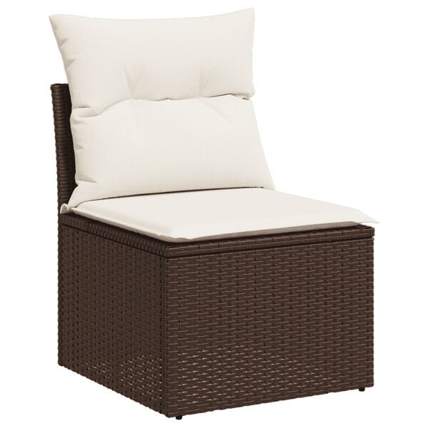 vidaXL Salon de jardin avec coussins 3 pcs marron r&eacute;sine tress&eacute;e