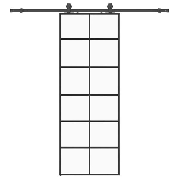 vidaXL Porte coulissante kit de quincaillerie noir 76x205 cm verre ESG