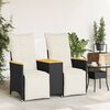 vidaXL Canapé de jardin inclinable 2 places avec table noir poly rotin