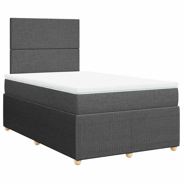 vidaXL Sommier &agrave; lattes de lit avec matelas gris fonc&eacute; 120x190cm tissu