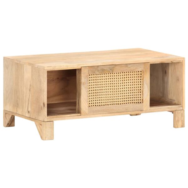 vidaXL Table basse 90x50x40 cm Bois de manguier et canne naturelle