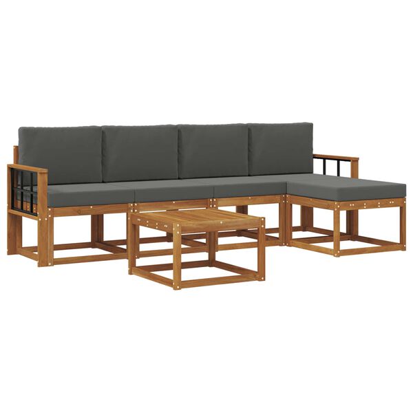 vidaXL Ensemble de canap&eacute;s d'ext&eacute;rieur 6 pcs Naturel et Anthracite