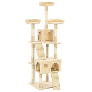 vidaXL Arbre &agrave; chat avec griffoirs en sisal 170 cm Beige