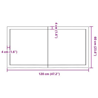 vidaXL Comptoir de salle de bain marron 120x60x(2-6) cm bois traité