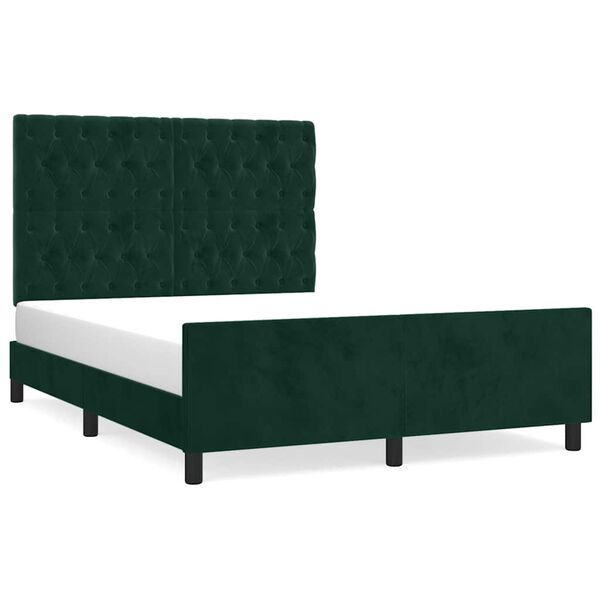 vidaXL Cadre de lit sans matelas vert fonc&eacute; 140x200 cm velours