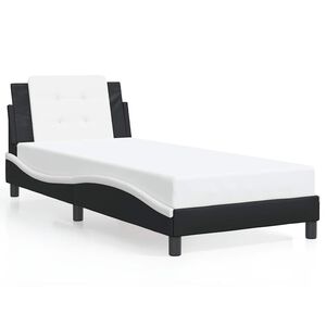 vidaXL Cadre de lit sans matelas Zadar noir et blanc 100x200 cm similicuir