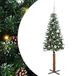 vidaXL Sapin de Noël mince avec 150 LED Vert et blanc 150 cm