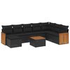 vidaXL Salon de jardin 9 pcs avec coussins noir r&eacute;sine tress&eacute;e