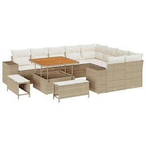 vidaXL Ensemble de canap&eacute; de jardin 12 pcs Beige polyrotin