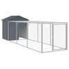 vidaXL Poulailler avec cour anthracite 117x405x123 cm acier galvanis&eacute;
