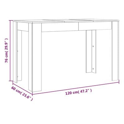 vidaXL Table à dîner sonoma gris 120x60x76 cm bois d'ingénierie