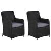 vidaXL lot de 2 Chaises d'ext&eacute;rieur avec coussins R&eacute;sine tress&eacute;e Noir