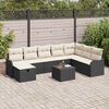 vidaXL Ensemble de canap&eacute; de jardin avec coussin 9 pcs Noir Poly rotin