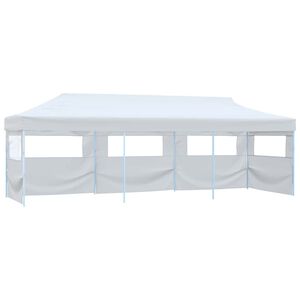 vidaXL Tente de r&eacute;ception escamotable pliable avec 5 parois 3x9m Blanc