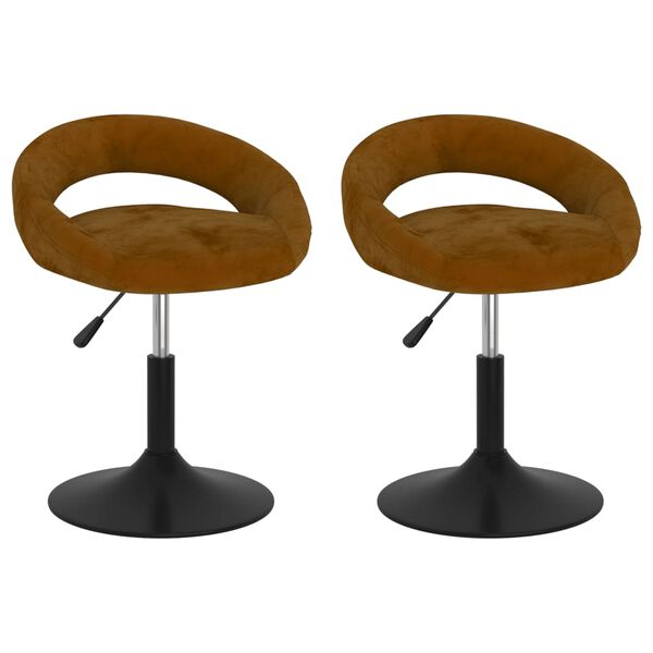 vidaXL Chaises pivotantes &agrave; manger lot de 2 Marron Velours