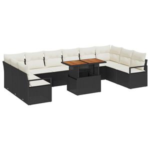 vidaXL Ensemble de canap&eacute; de jardin avec coussin 11 pcs Noir et Cr&egrave;me