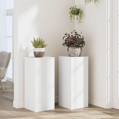 vidaXL Supports pour plantes 2 pcs blanc 30x30x70 cm bois d'ingénierie