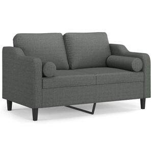 vidaXL Canap&eacute; 2 places avec oreillers gris fonc&eacute; 120 cm tissu