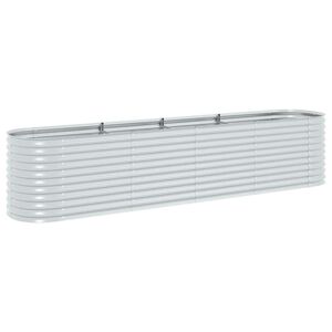 vidaXL Jardini&egrave;re sur&eacute;lev&eacute;e 400x80x81 cm acier galvanis&eacute; argent&eacute;